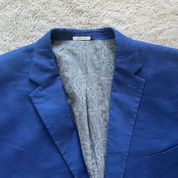 Ralph Ralph Lauren Men’s 100% Linen Blazer Jacket Blue Size 50R Paisley Lining - Picture 2 of 7